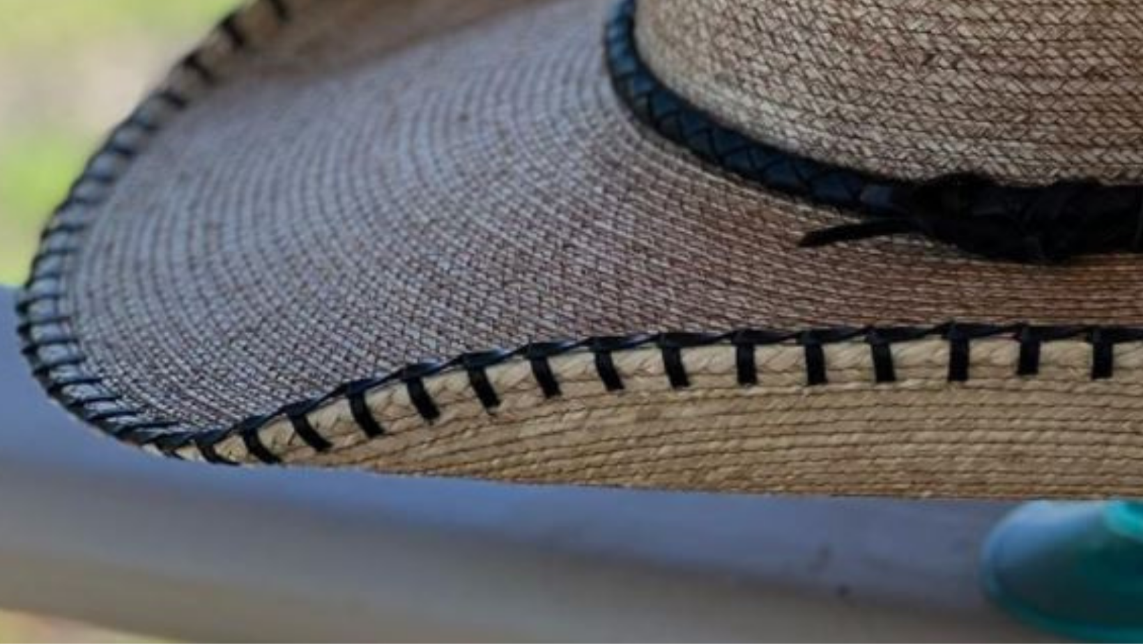 Jaxonbilt_Hats_are_Australian_made_palm_leaf_hats_and_crossbred_hats_for_cowgirls_and_cowboys_with_wide_brims_for_sun_protection_5”_brim_trim_on_edge_wide_crown_band_blanket_stitched_edge_dark_oak