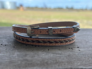 LIGHT BROWN CROWN BAND WITH HORSE HAIR PLAIT INSERT