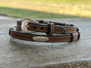 LIGHT BROWN WOTH OVAL CONCHOS AND PLAITING CROWN BAND