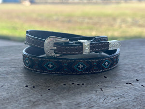 DARK BROWN AZTEC STITCHED CROWN BAND