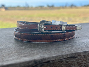 BROWN OSTRICH SKIN LEATHER CROWN BAND