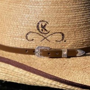 Jaxonbilt_Hats_are_Australian_made_palm_leaf_hats_and_crossbred_hats_for_cowgirls_and_cowboys_with_wide_brims_for_sun_protection_5”_brim_trim_on_edge_wide_crown_band_dark_oak_leather_crown_band_burnt_artwork_art_personalised