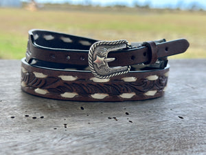 SCROLL TOOLED LEATHER CROWN BAND