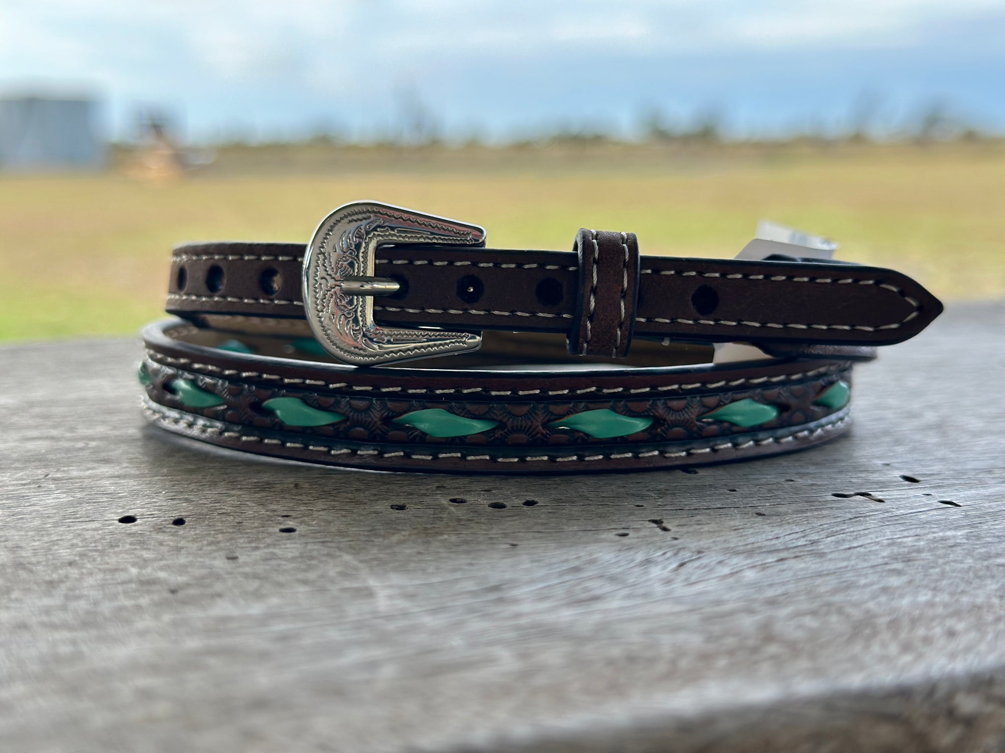 DARK BROWN TURQUOISE LACED CROWN BAND