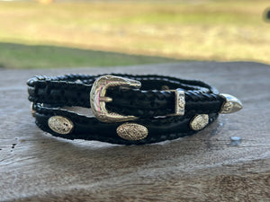 BLACK SCALLOPED CROWN BAND WITH SILVER OVAL CONCHOS